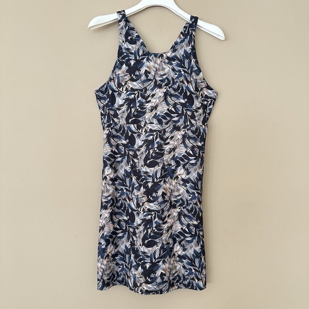 Kyodan Outdoor Women L Athletic Dress Zip Pockets Cross Back Leaf Built in Padde